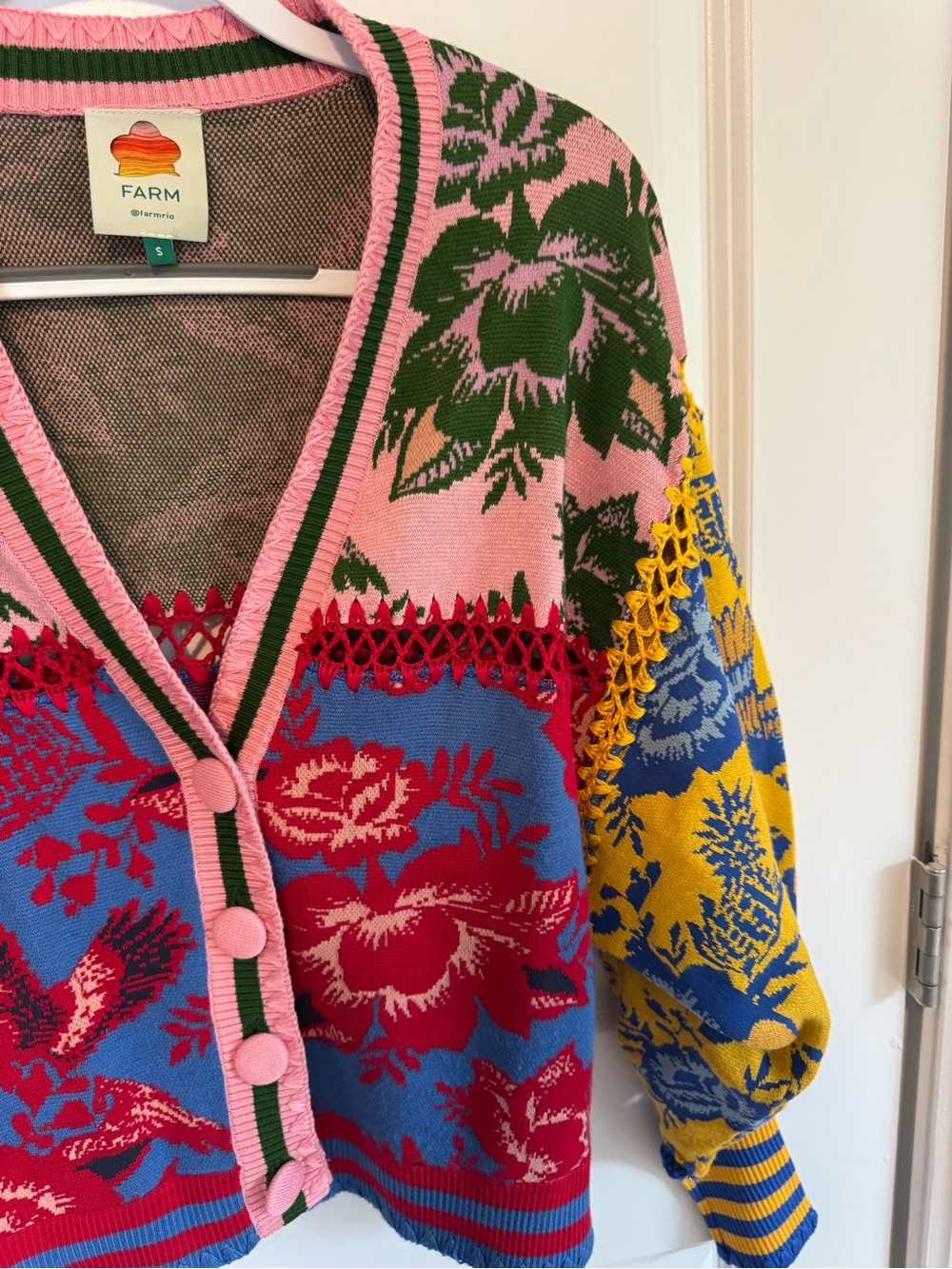 Farm Rio Flora de Renda Patchwork Knit Cardigan - Picture 4 of 4
